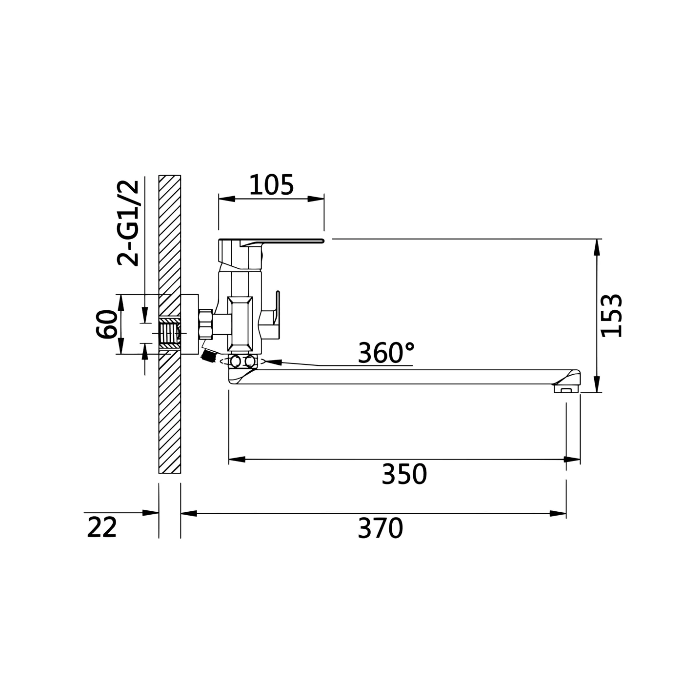 Смеситель для ванны D-Lin D147363-C, белый/хром