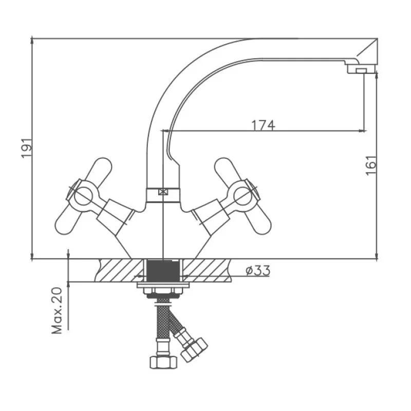 Смеситель для кухни Cron CN4625, хром