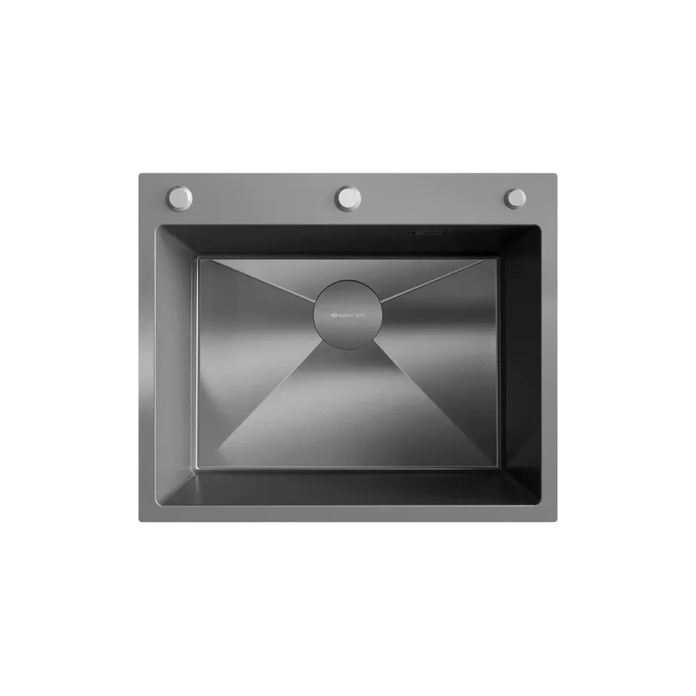 Кухонная мойка Ulgran Steel 600х500, черная брашированная сталь