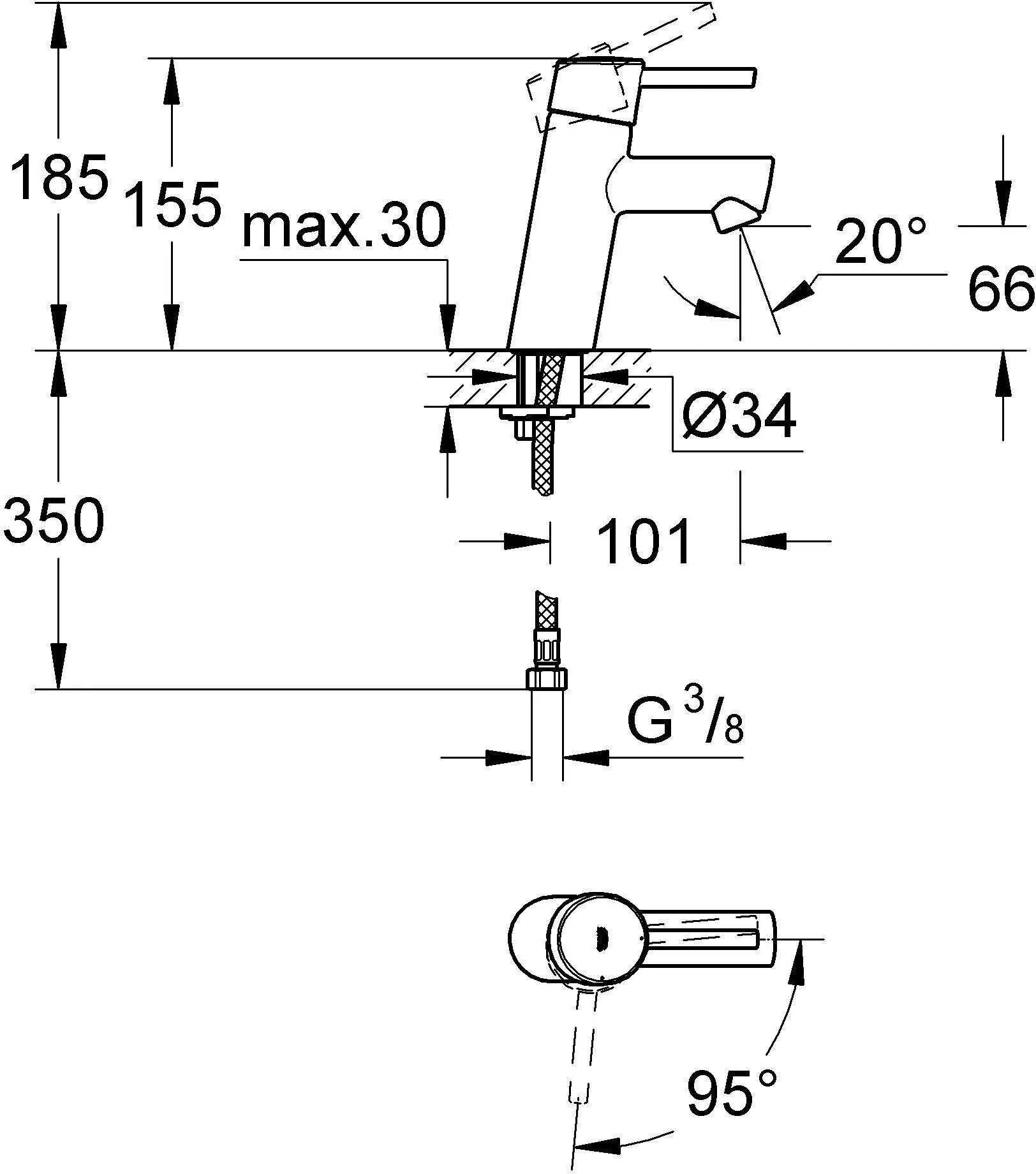 Смеситель для раковины Grohe Concetto New 2338510E