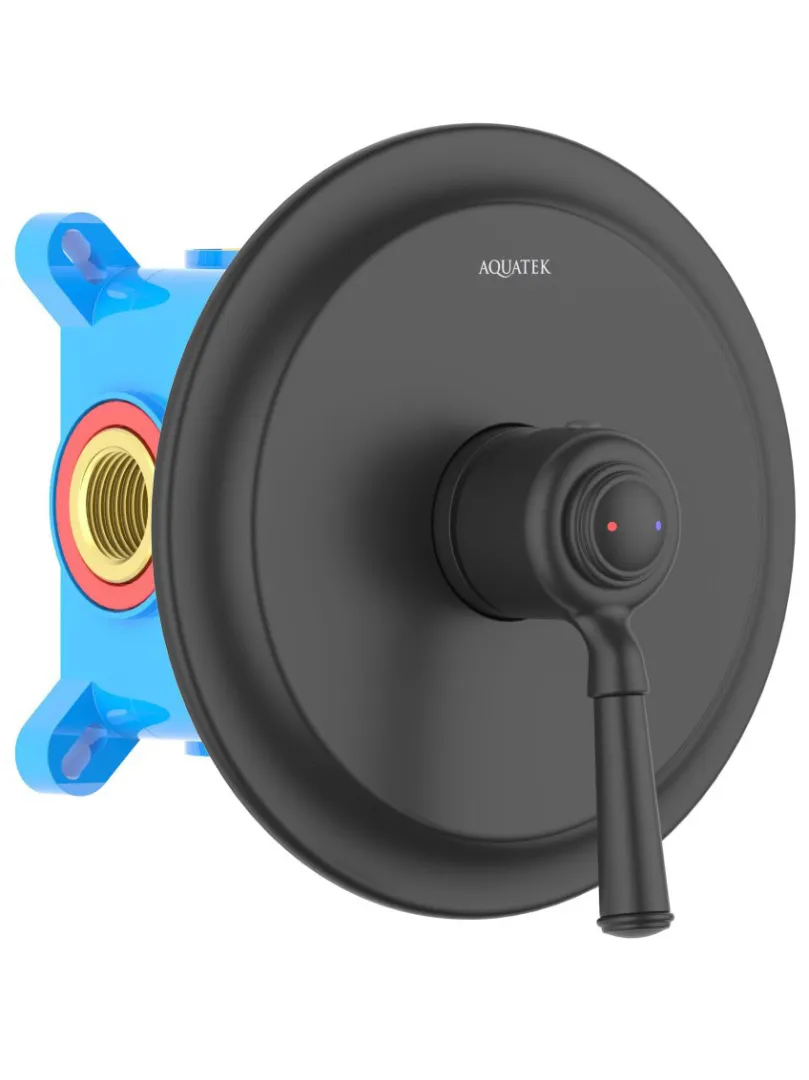 AQ1566MB КЛАССИК смеситель для душа 1 режим (внешняя и скрытая часть), матовый черный