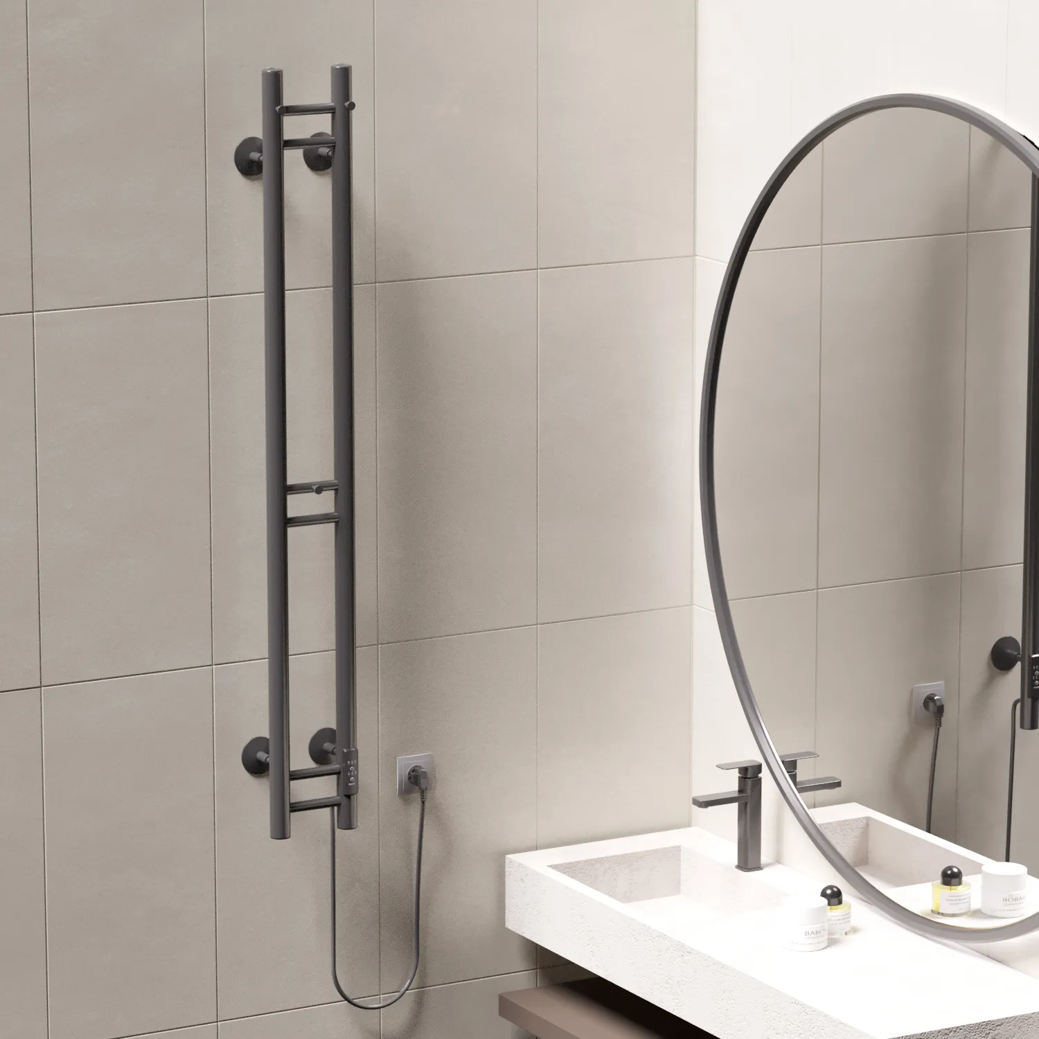 Полотенцесушитель MIXLINE MOON GRAPHITE 120/10 (таймер,103 Вт) электрический ГРАФИТ (556252)