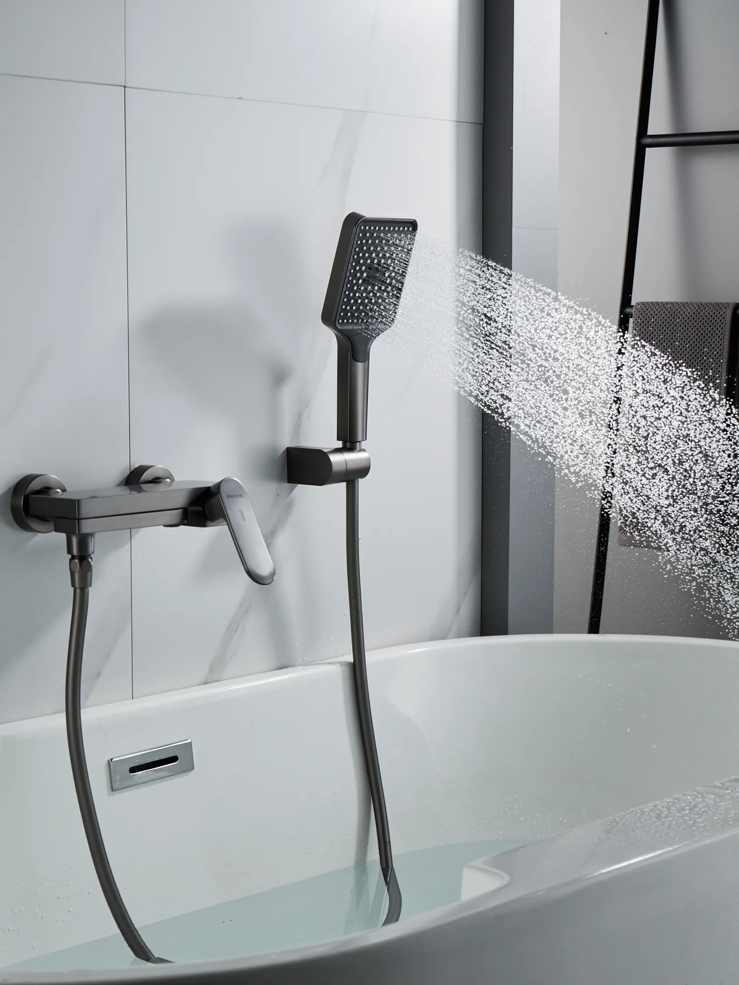 Смеситель для ванны Shevanik S4552T, оружейная сталь