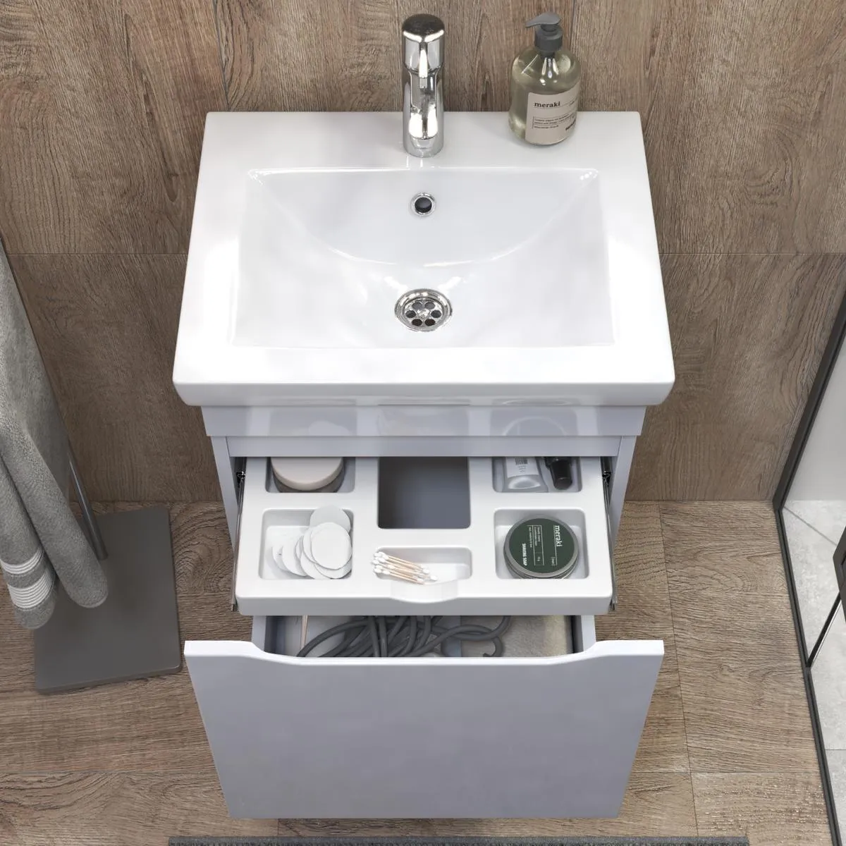 Тумба с раковиной подвесная VIGO Grani 028 белый, 50 см