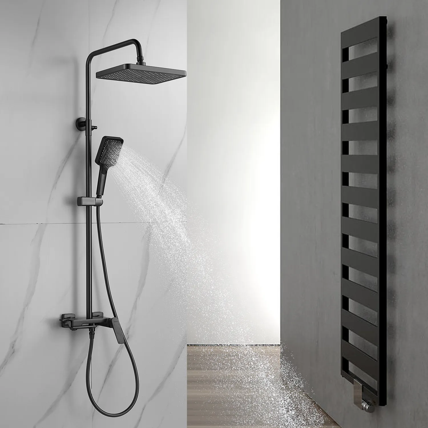 Душевая система Shevanik S4226T, оружейная сталь