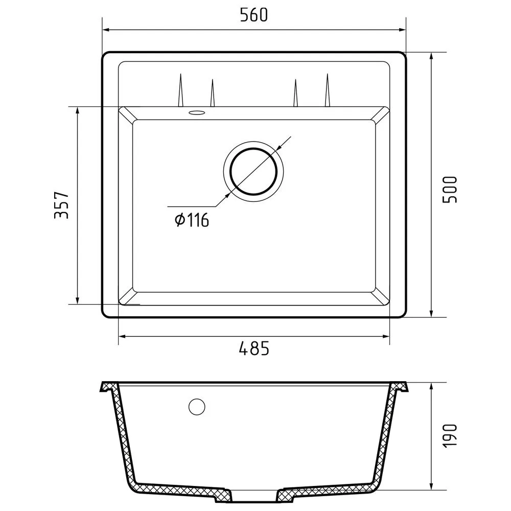Кухонная мойка GranFest QUADRO 561, графит