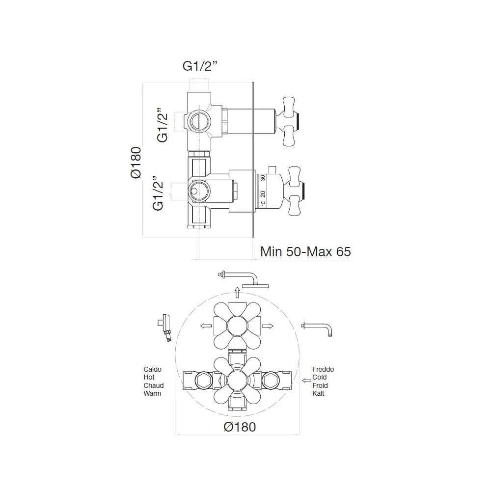 Смеситель для душа встраиваемый с термостатом Webert Armony AM970903015, хром
