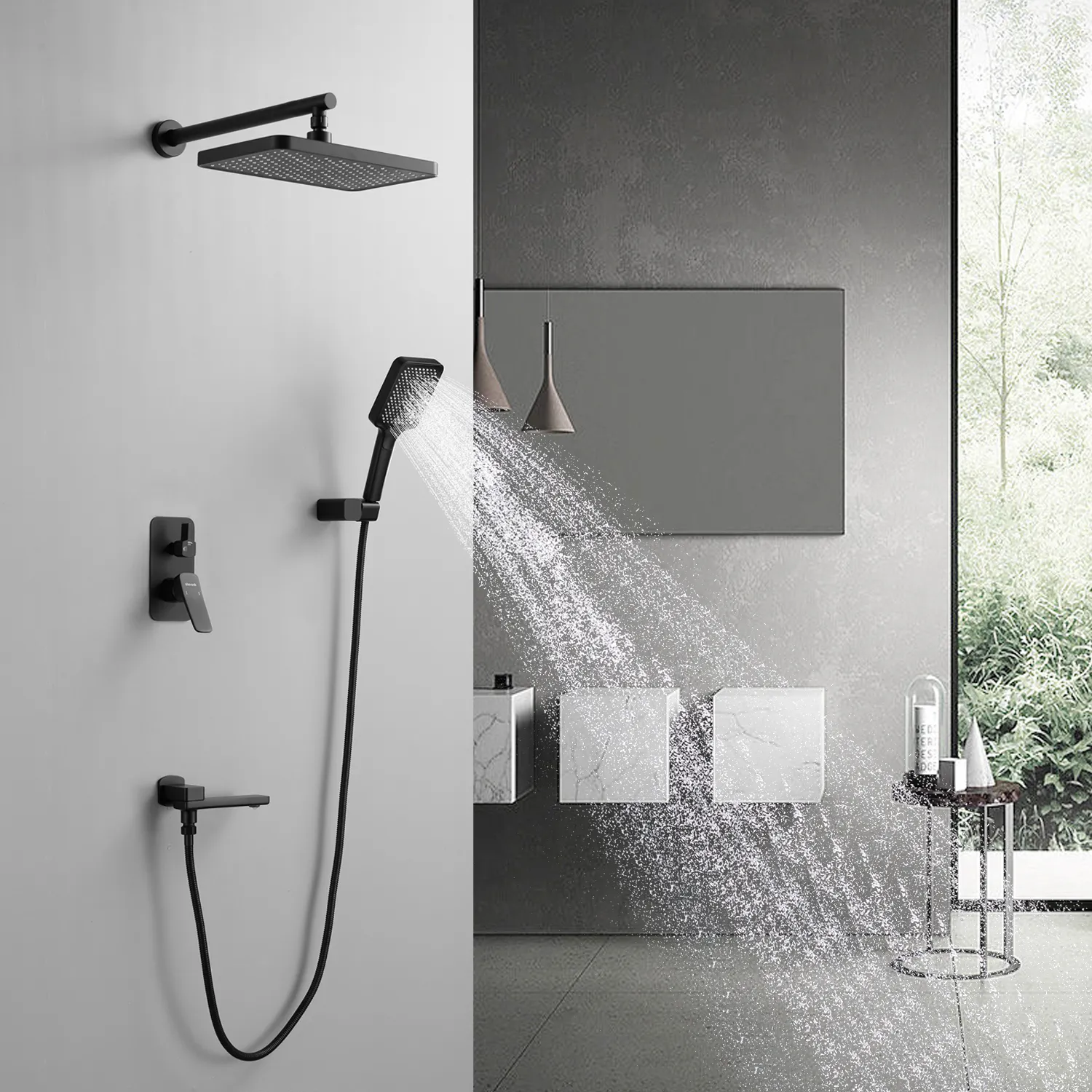 Душевая система встраиваемая Shevanik S9935H, черный