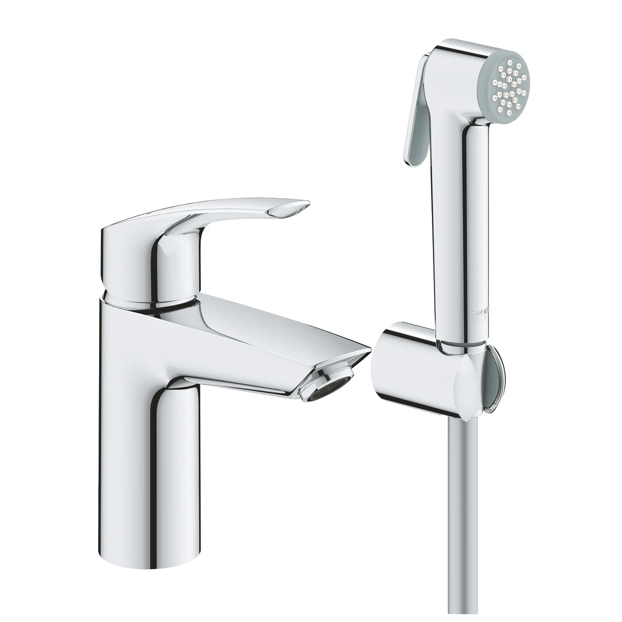 Смеситель для раковины с душем GROHE Eurosmart с минибиде лейкой, хром (арт. 23124003)