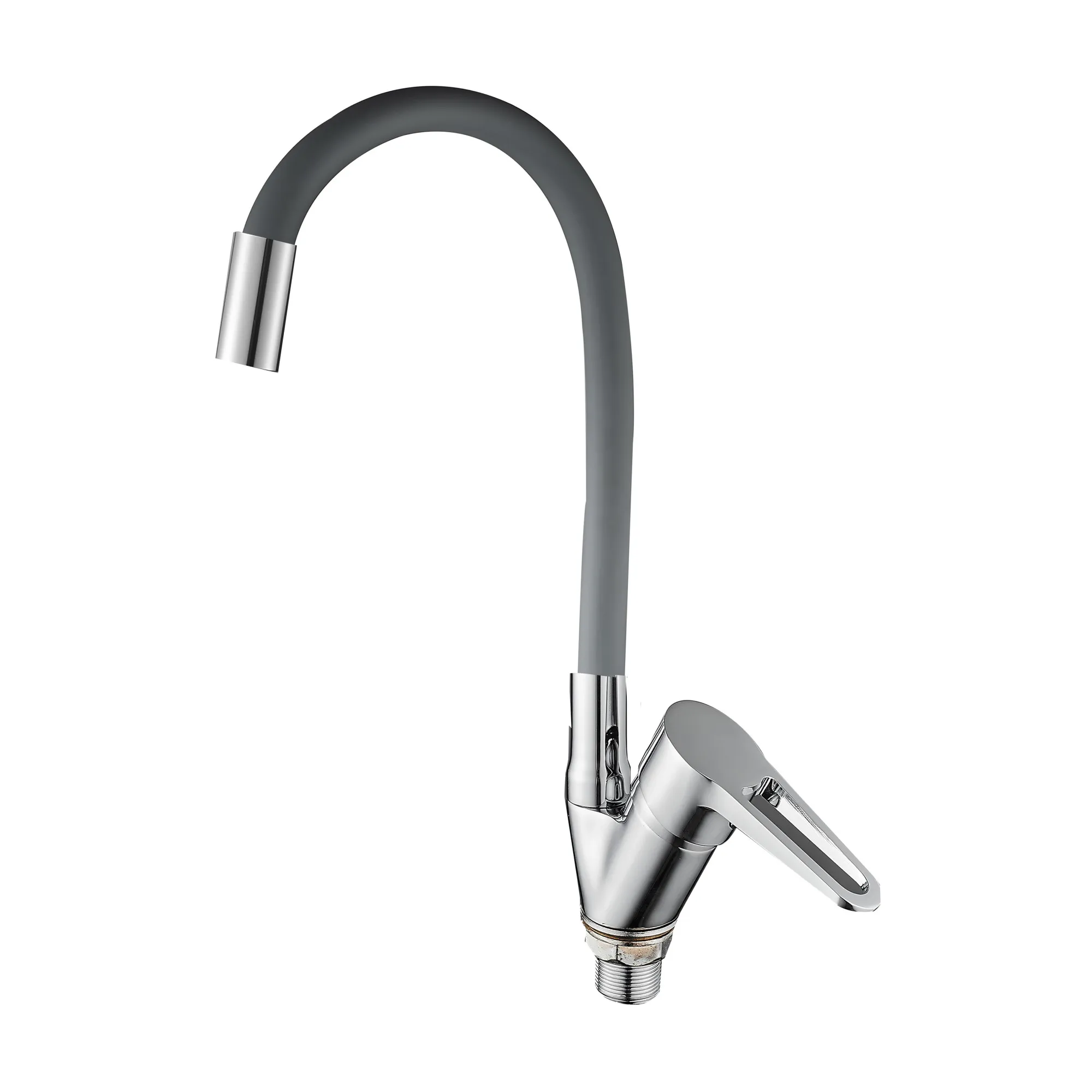 Смеситель для кухни с гибким изливом D-Lin D150303-2, хром/серый