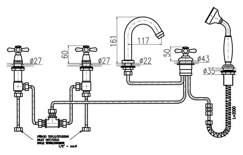 Смеситель на борт ванны Rav Slezak Morava MK162.5P
