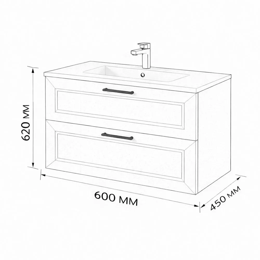 Тумба с раковиной подвесная (60см) Terminus Victoria VIC10602900101O, айвори