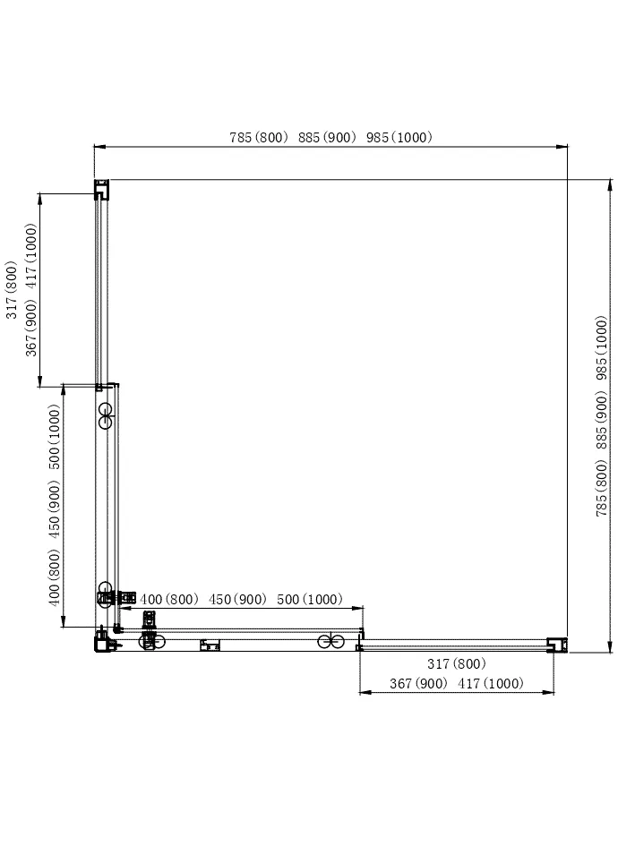 AQ ARI KV 10020GM Душевой уголок квадратный, двери раздвижные 1000x1000x2000 профиль оружейная сталь, стекло прозрачное