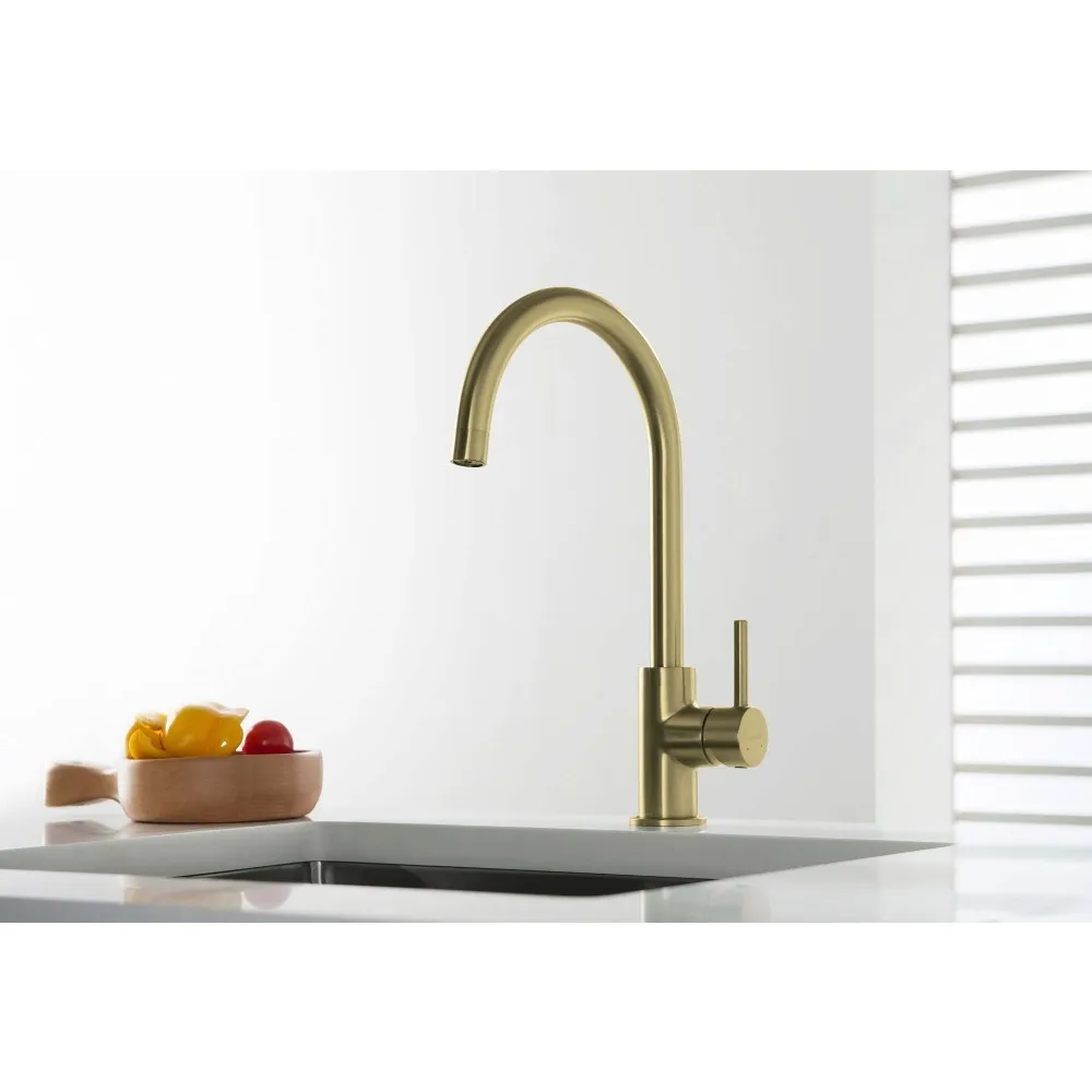 AQ1382BG ЕВРОПА смеситель для кухни, шлиф. золото