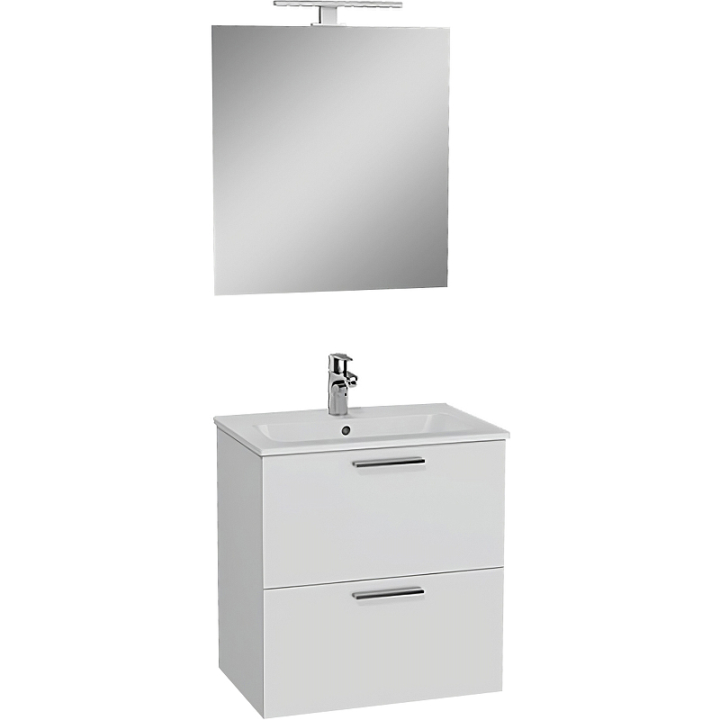 75021 Vitra Mia комплект мебели, 60 см, с ящиками, (тумба, раковина, зеркало), цвет белый глянец