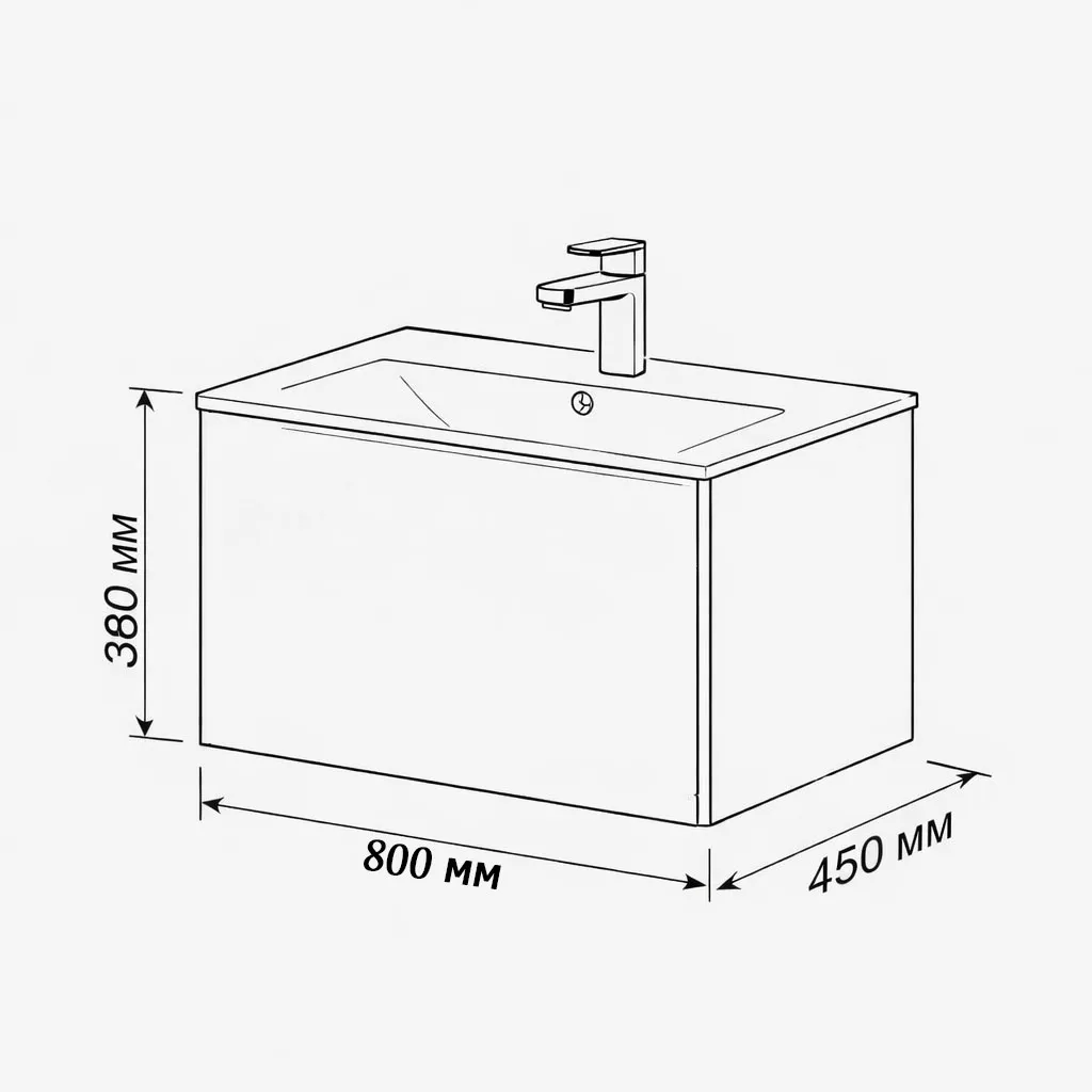 Тумба с раковиной подвесная (80см) Terminus Vega VEG10801900301OSL, белый