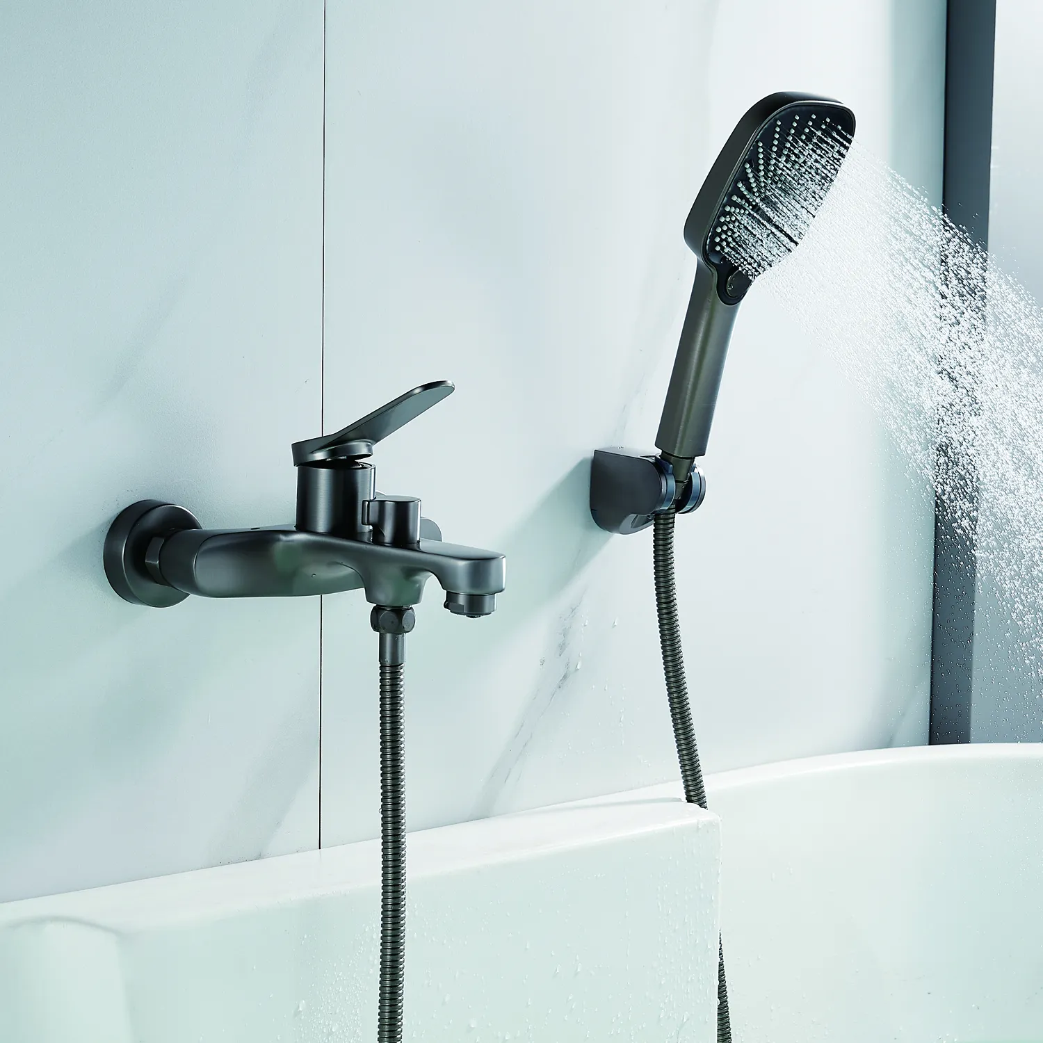 Смеситель для ванны Shevanik S6202T, оружейная сталь