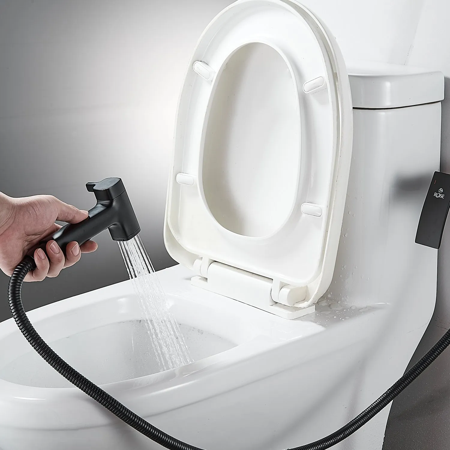 Гигиенический душ со смесителем Rose R1505H-1, черный