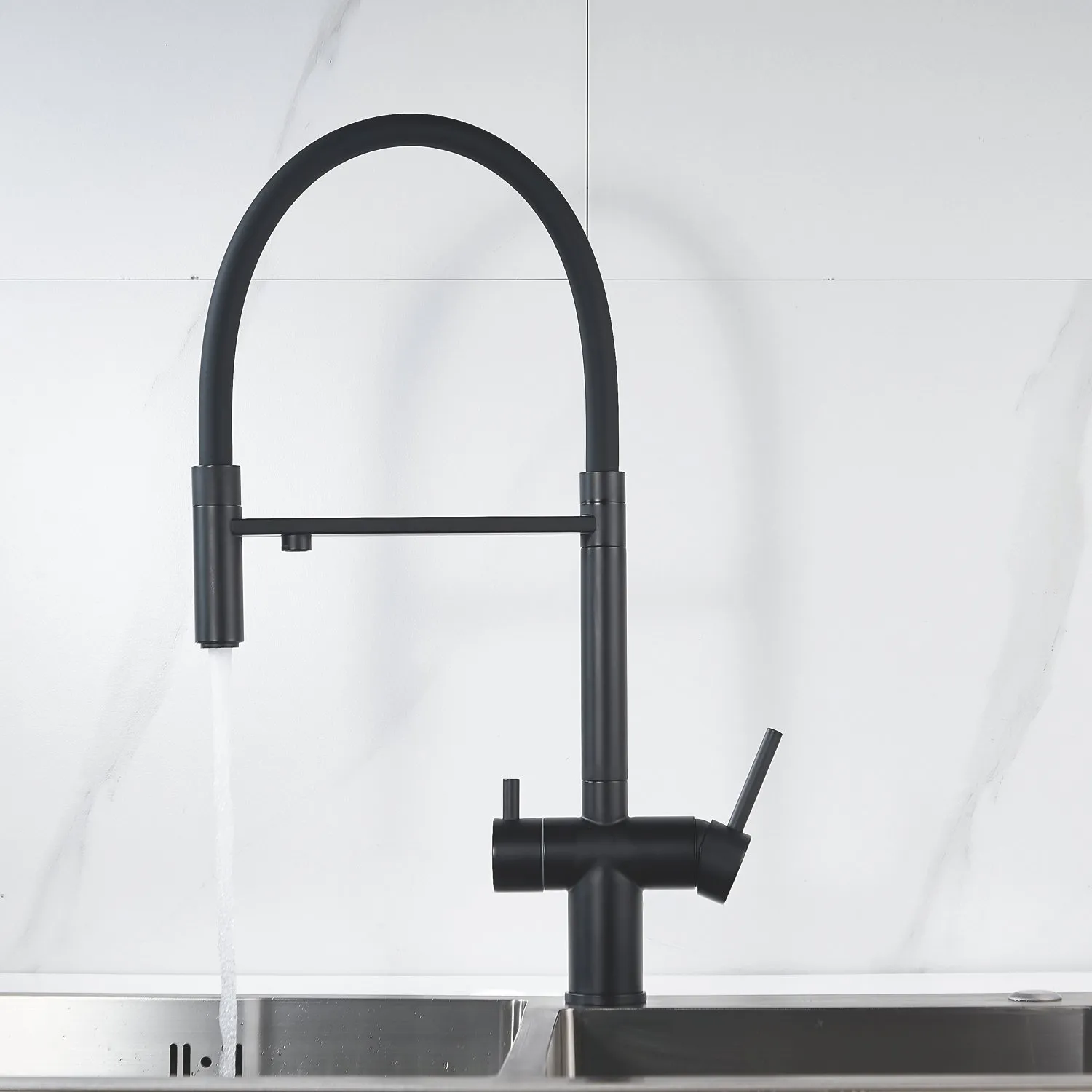 Смеситель для кухни с подключением фильтра Shevanik S178H, черный