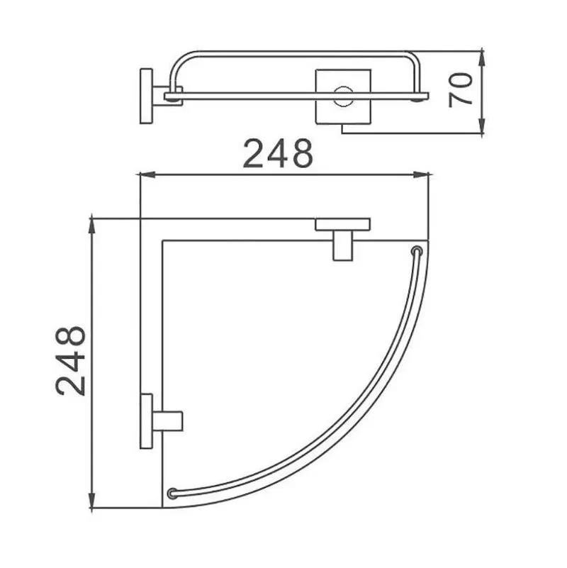 Полка стеклянная угловая D-Lin D264222, черный