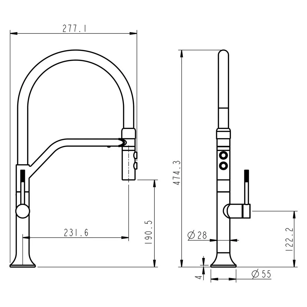 Смеситель для кухни с гибким изливом и режимом душ Fmark FS0052Q, графит