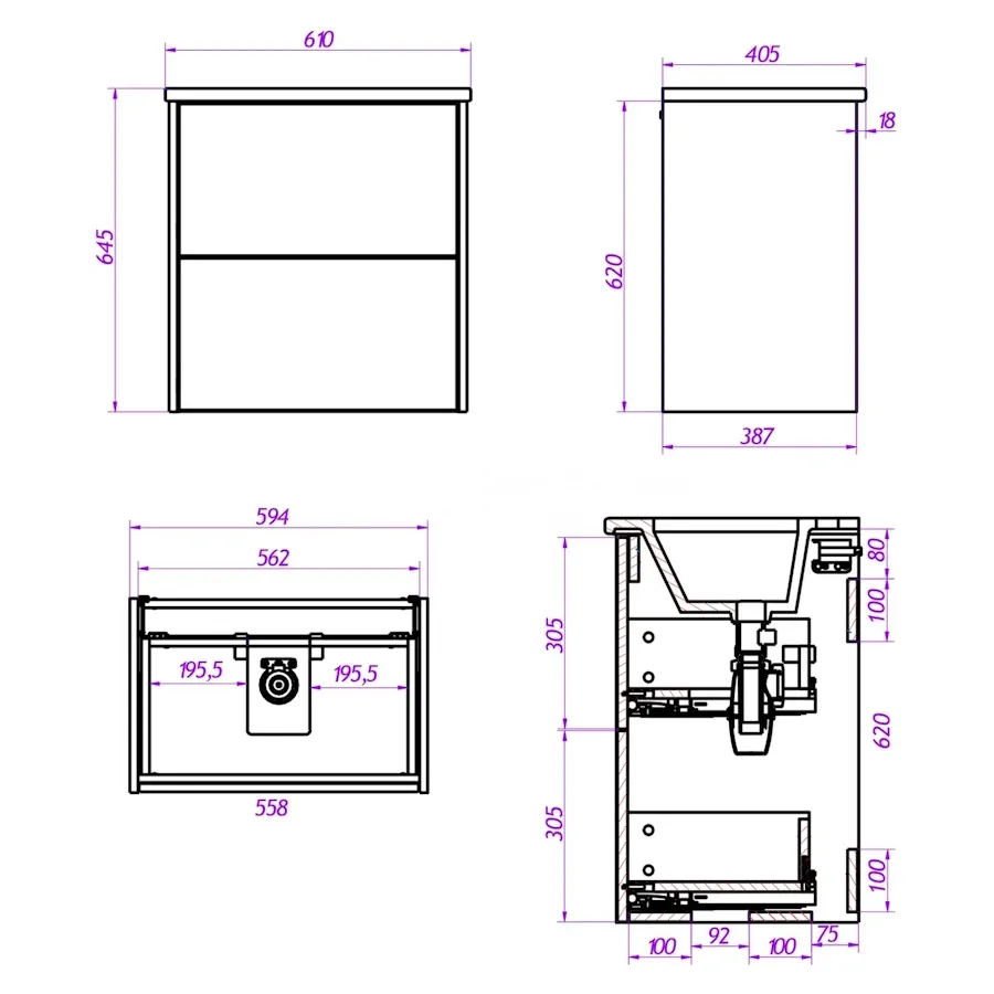 Тумба под раковину подвесная La Fenice Tesoro FNC-01-TES-PB-60-2, белый
