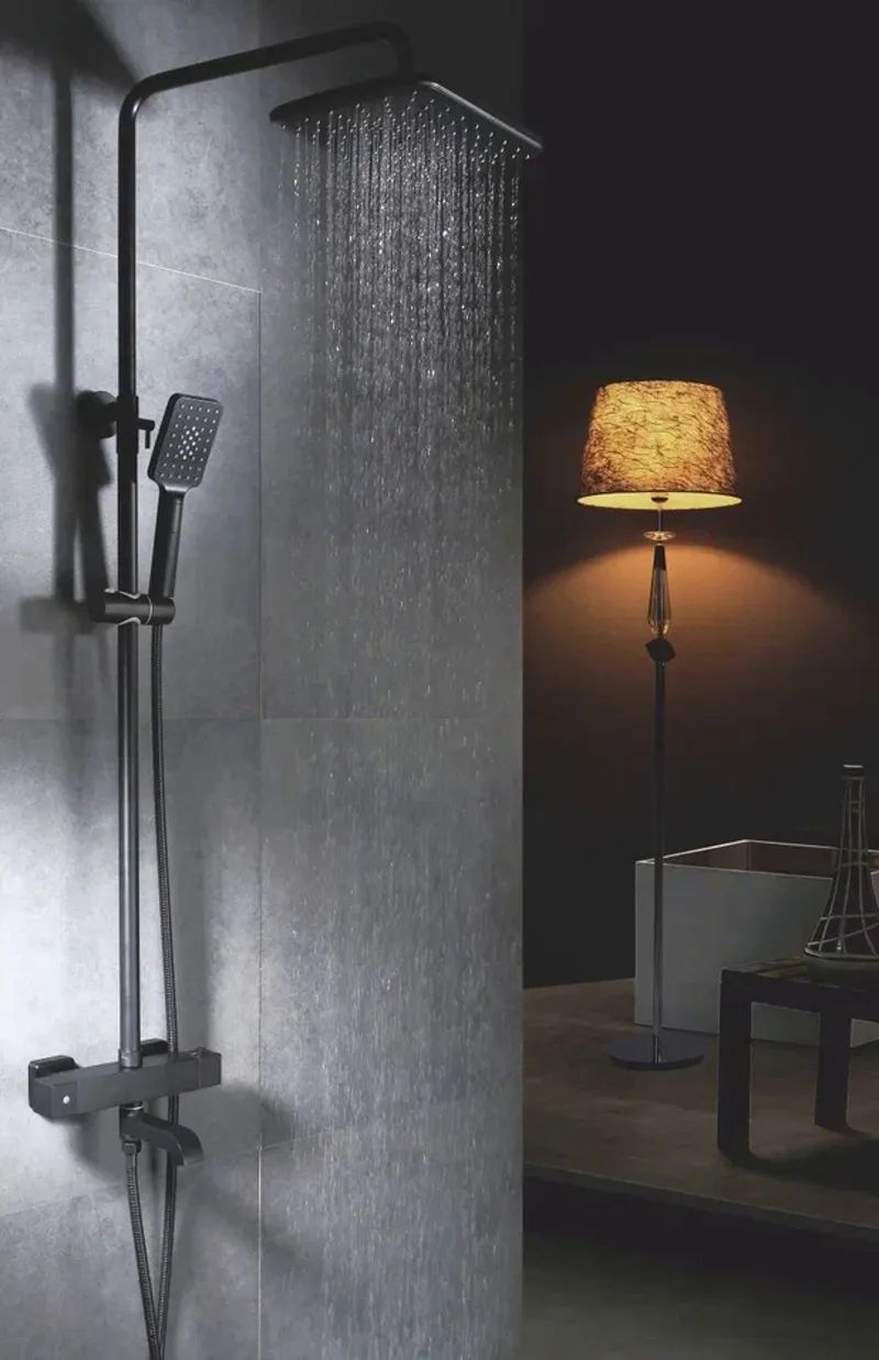 Душевая система с термостатом Rose R3536H, черный