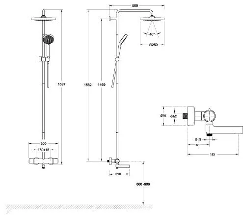 Душевая система c термостатом Jacob Delafon Atom E26237-CP