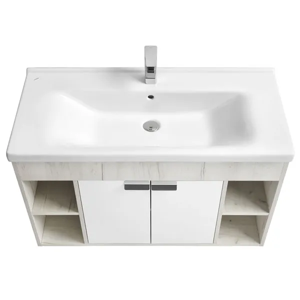 1A2375K0FAX10 Набор Aquaton: 1A237501FAX10 Тумба-умывальник Флай 100 Бел Дуб КРАФТ/ 1WH302249 Раковина Миранда 100