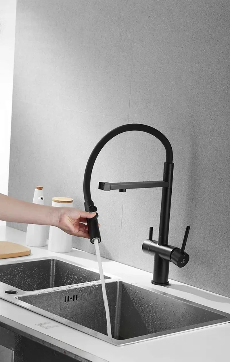 Смеситель для кухни Rose R958H, черный