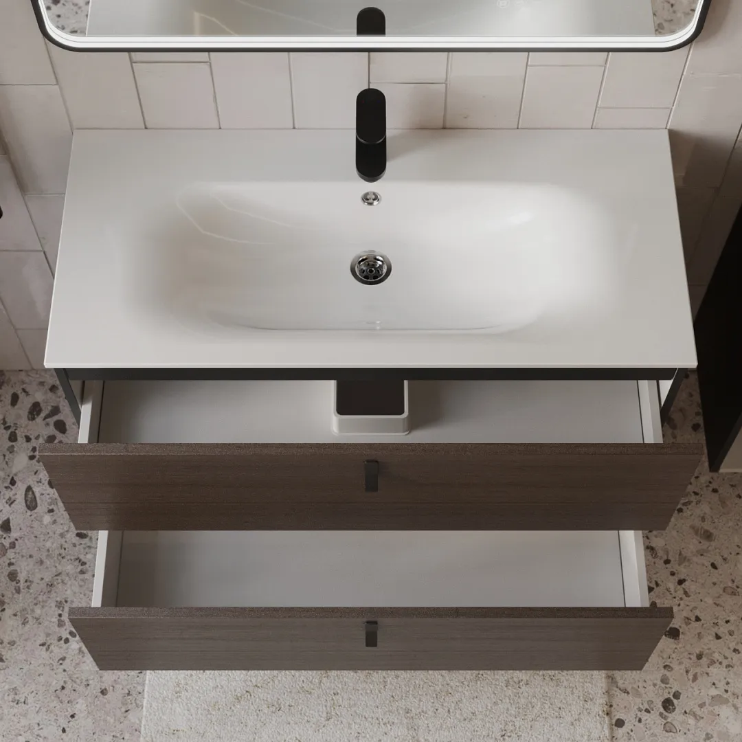 Тумба с раковиной подвесная (100см) Terminus Kontur KON101002200001O, венге/графит