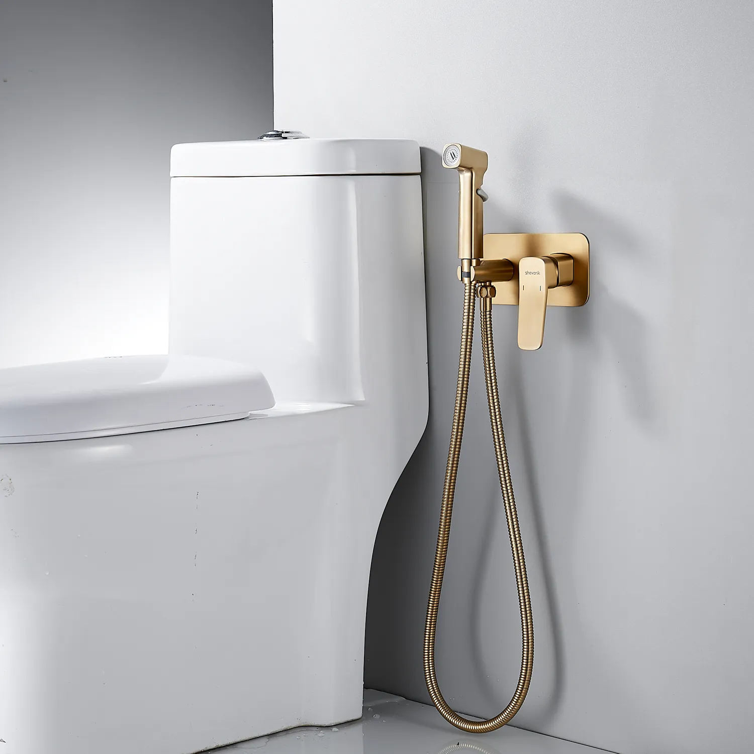 Гигиенический душ со смесителем Shevanik S9905G, золотой сатин