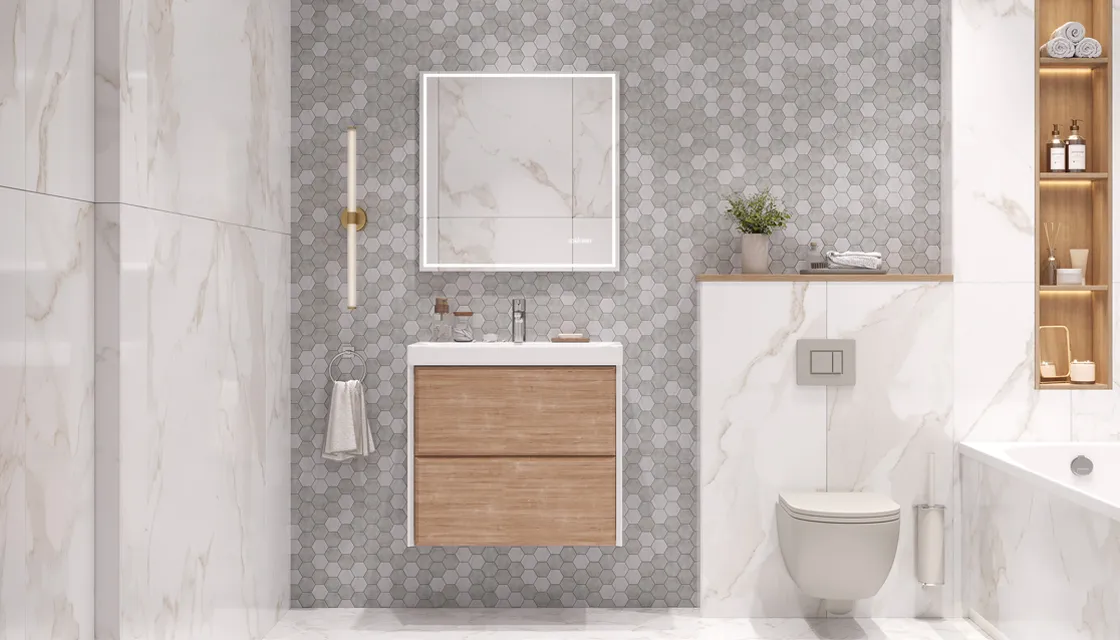 Тумба подвесная Velvex Gesso 70.2Y, белый/дуб сонома (tp.GES.9696.70.2Y белый матовый/дуб сонома)