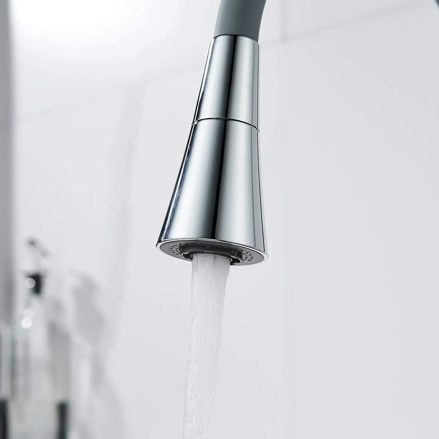 Смеситель для кухни с гибким изливом Shevanik S543-9, хром/серый