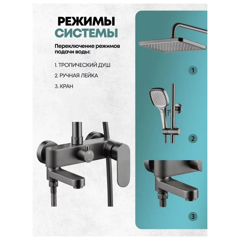 Душевая система Grocenberg GB7011BG, графит