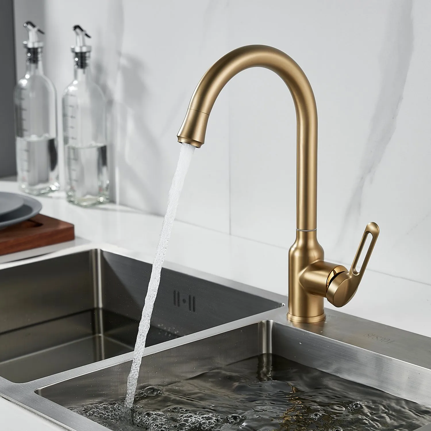 Смеситель для кухни Raffine F103G, золотой сатин