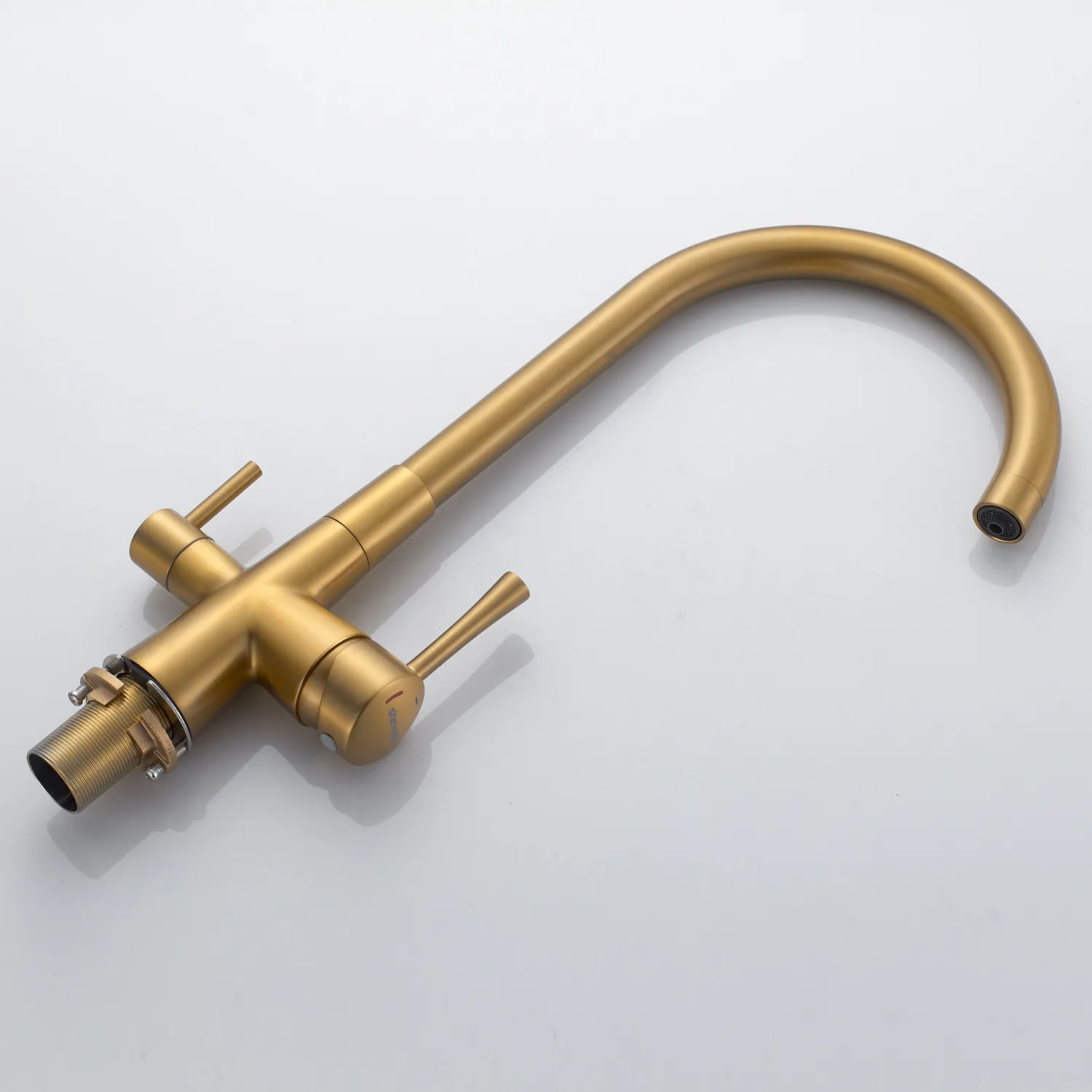 Смеситель для кухни с подключением фильтра Shevanik S428G, золотой сатин