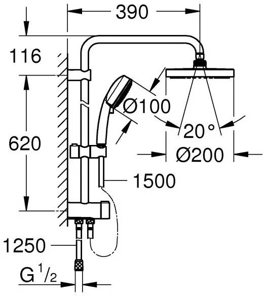 Душевая система Grohe Tempesta New Cosmopolitan 27394002 хром