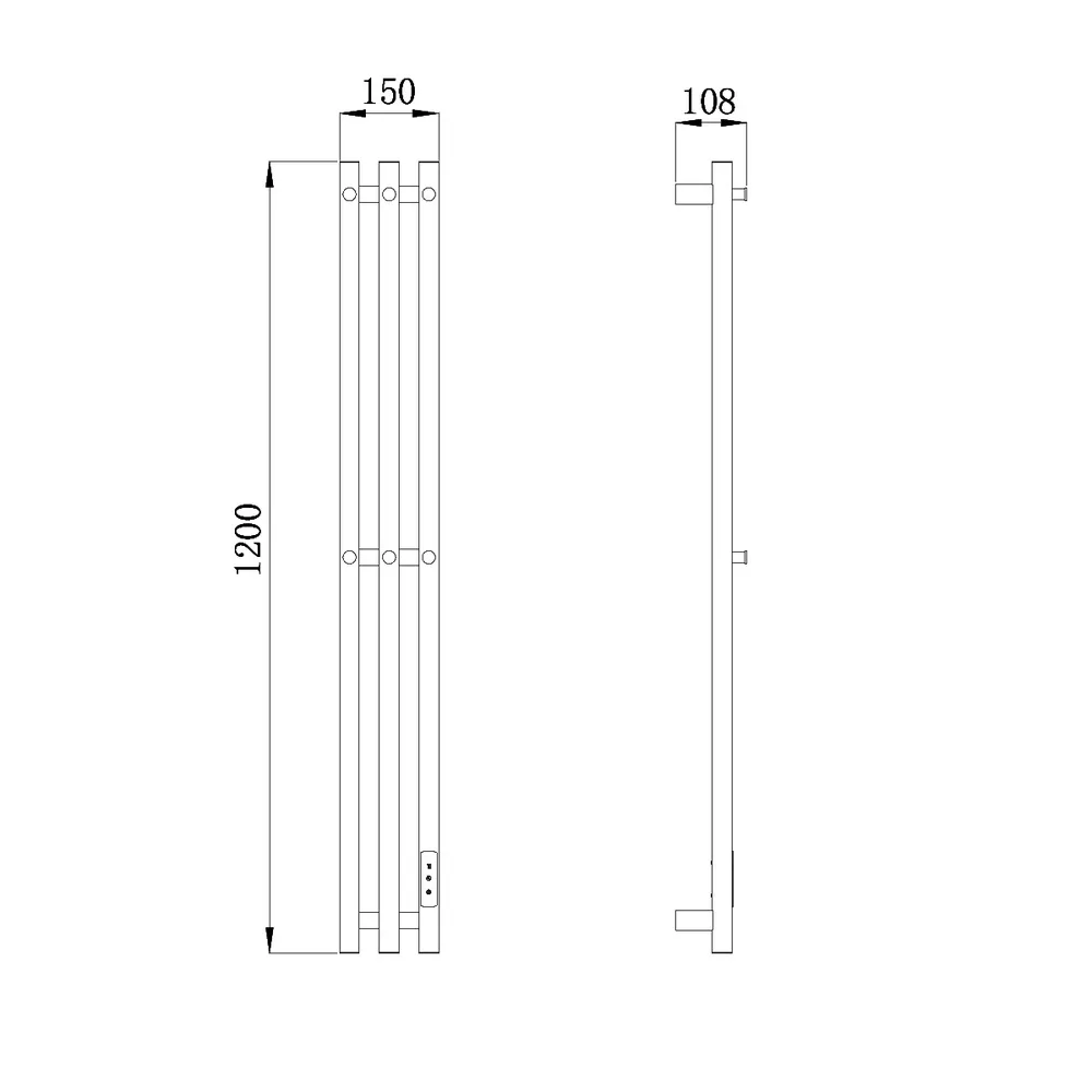 Полотенцесушитель электрический RAGLO R350.17.05 настенный сенсорный узкий с терморегулятором, сатин