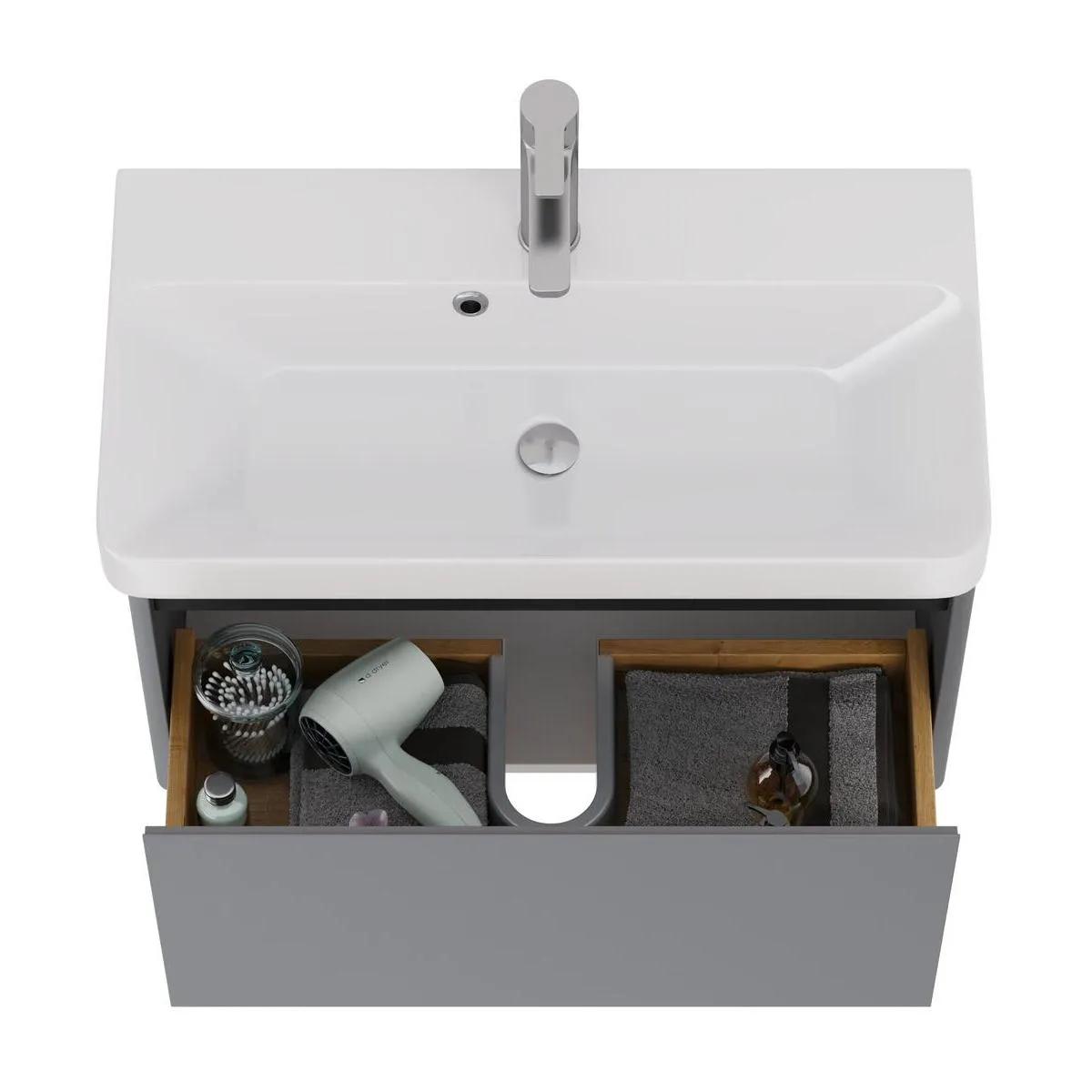 Тумба под раковину подвесная Dreja Luxury 70 см, серый базальт