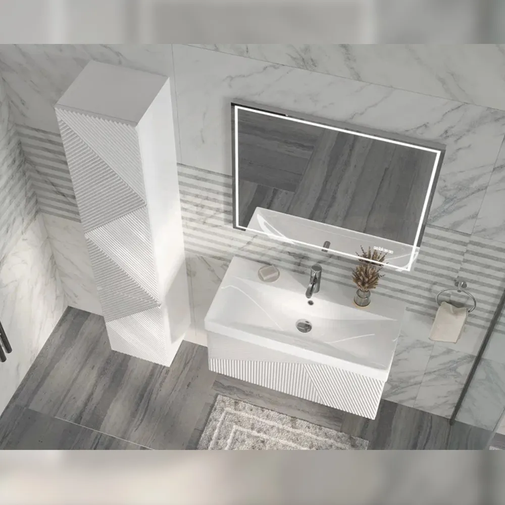 Тумба с раковиной подвесная Velvex Edge tp.EDG.9696.80.1Y белый глянец, 80 см