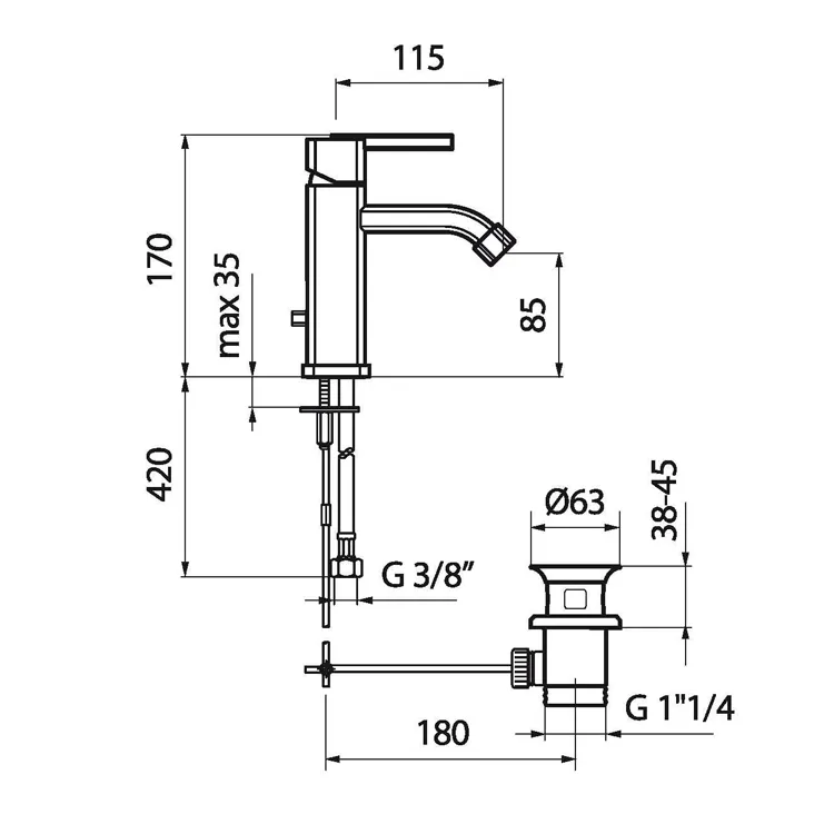 Смеситель для раковины Webert Azeta AZ830102015, хром