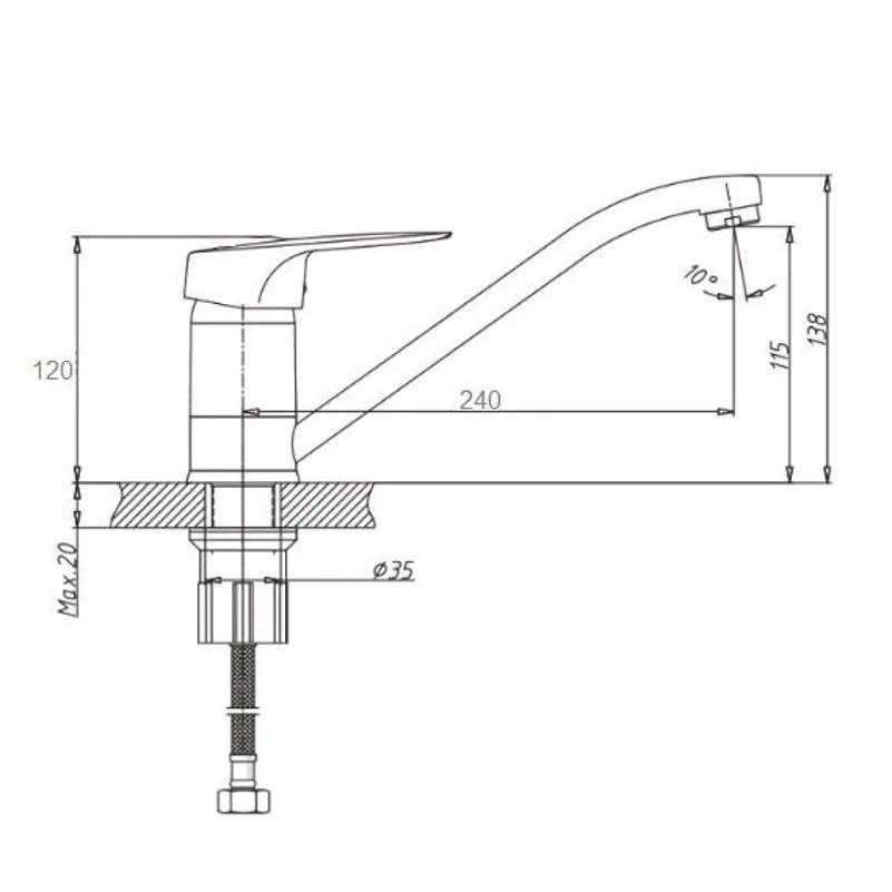 Смеситель для кухни D-Lin D153359, хром