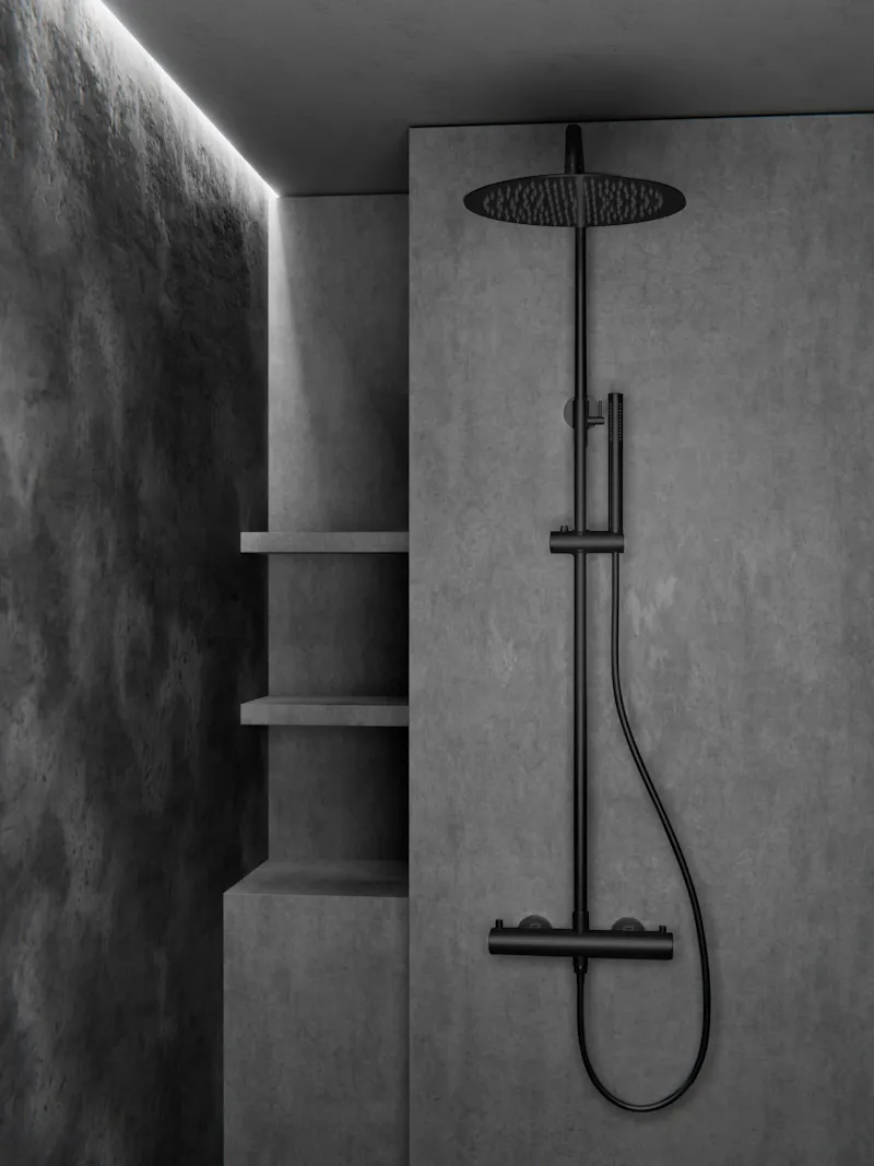 Душевая система с термостатом Knotlor SS-24/BL, черный