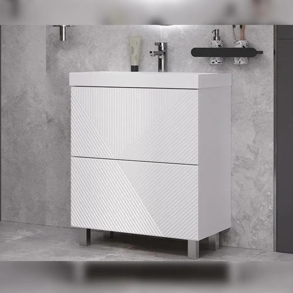 Тумба с раковиной напольная Velvex Edge tn.EDG.9696.70.2Y белый глянец, 70 см