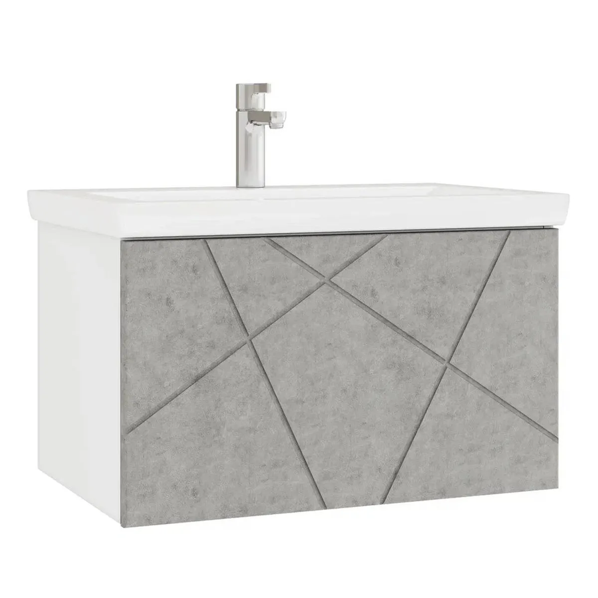 Тумба с раковиной подвесная VIGO Geometry 034 бетон, 70 см