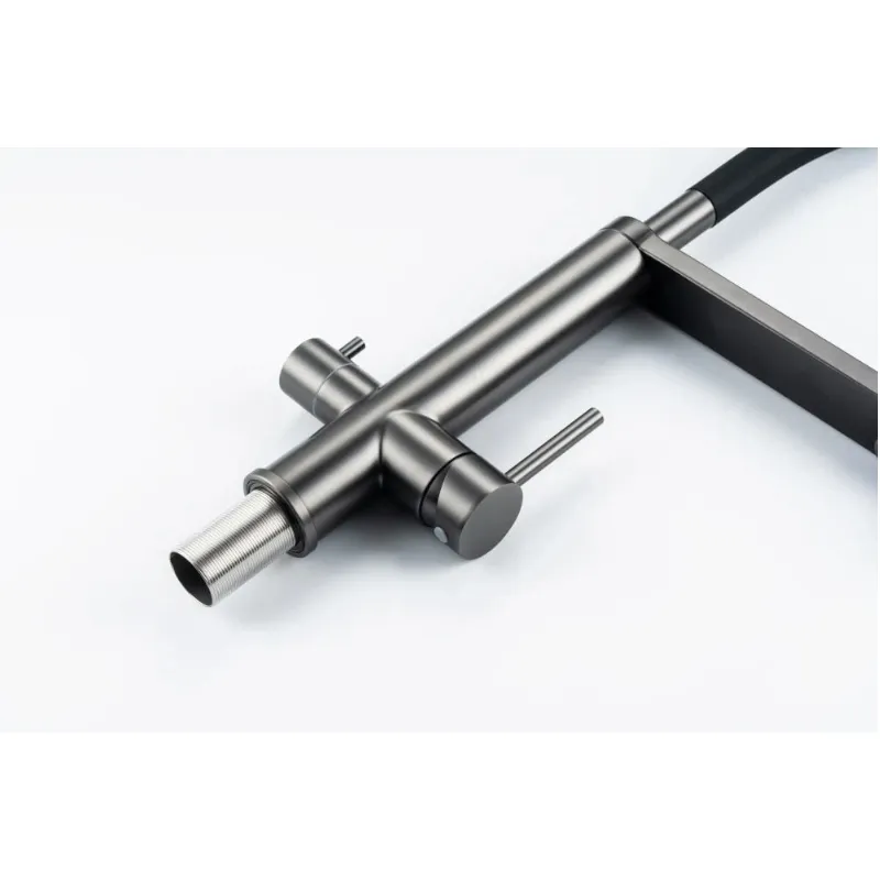 Смеситель для кухни с подключением фильтра Knotlor SS-15/GM, вороненая сталь