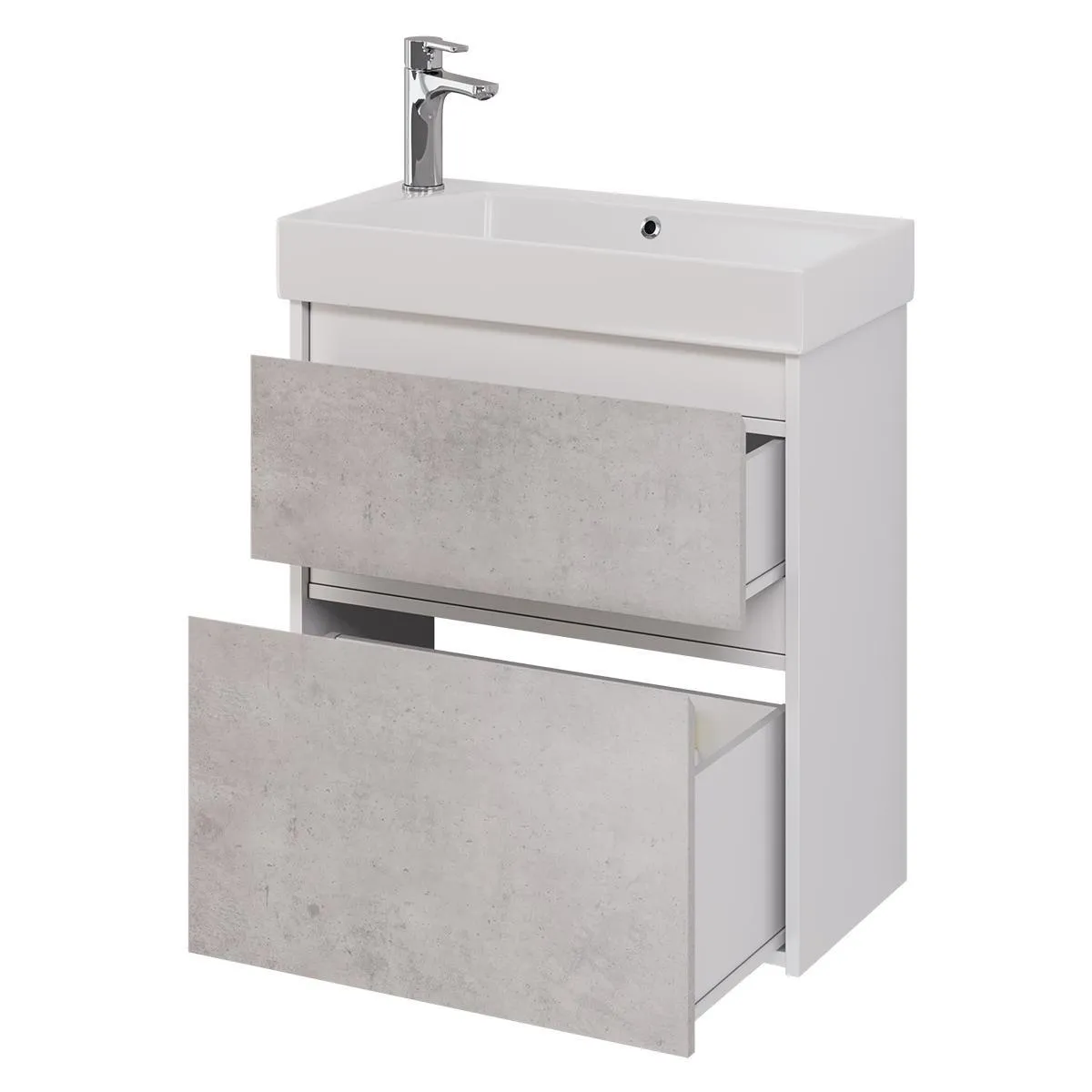 Тумба под раковину подвесная Dreja Slim 65 см, белый/бетон