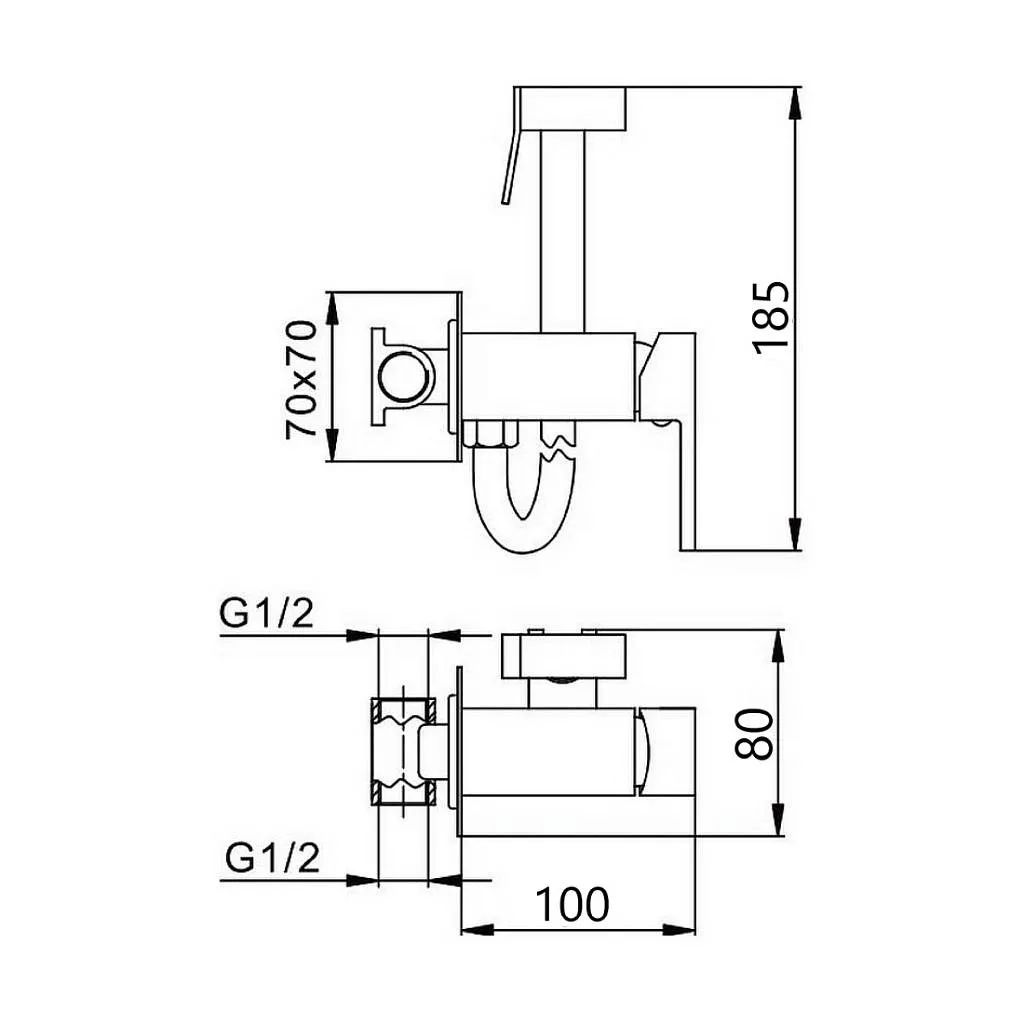 Гигиенический душ со смесителем встраиваемый FILARETE Fing FL101NK, никель