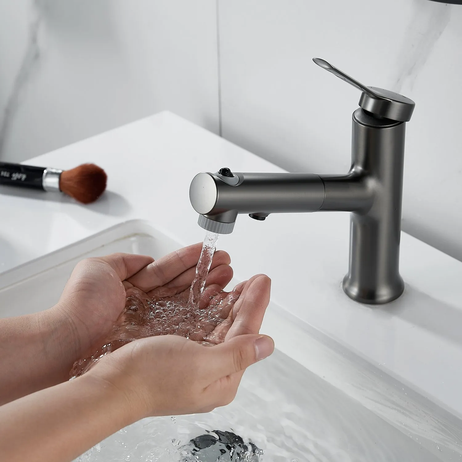 Смеситель для раковины многофункциональный Raffine F281T, оружейная сталь